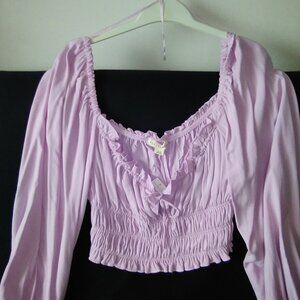 Pretty Pink Milkmaid Style Cropped Blouse
